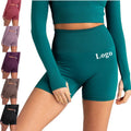 Women's High Waist Yoga Suit with Custom Logo Wholesale Outdoor Sports Shorts Elastic Waist Closure Printed Pattern