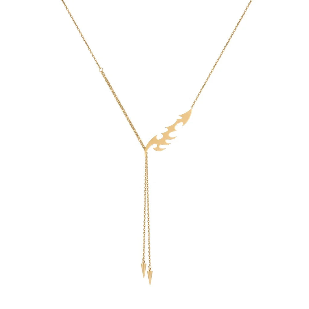 Original Design 18K Gold Plated Stainless Steel Jewelry Geometric Flame Cone Pendent Necklace for Women Party Necklaces P223335