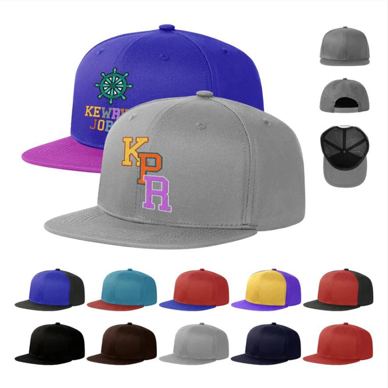 Personalized Custom Logo Embroidered Hip Hop Flat Bill Plain Vintage Gorra Snapback Hat Baseball Cap for Men