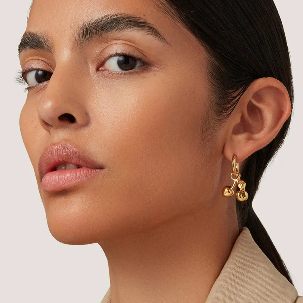 New Arrival Jewelry Cherry Drop Earring 18K PVD Gold Silver Plated Stainless Steel Pendant Earrings for Women