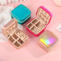 Wholesale Mini Retro Compact Glossy Fashionable PU Leather Jewelry Box for Girls for Earrings and Necklace