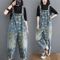 Wholesale Retro Art and Age Reduction Printing Denim Straps for Women Spring and Autumn 2026 New Large Skinny Jumpsuit