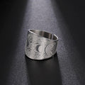 Hot Selling Triple Moon Goddess Ring Pentagram Pentacle Stainless Steel Ring Pagan Magic Amulet Tree of Life Wiccan Jewelry