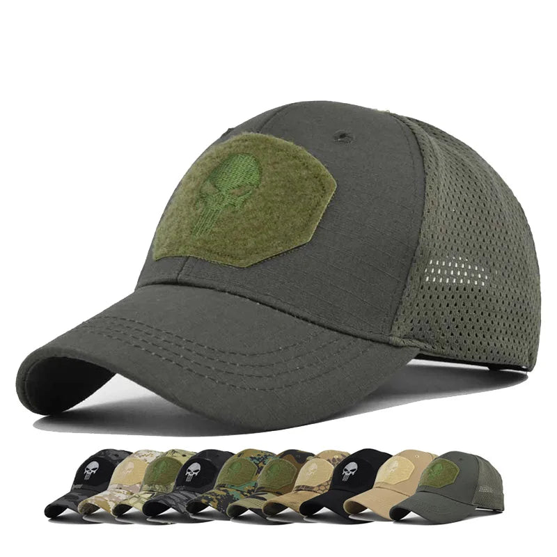 New Arrival Tactical Camouflage  6 Panel Cotton Mesh Trucker Hats Breathable Custom Embroidery Logo Shade Baseball Caps