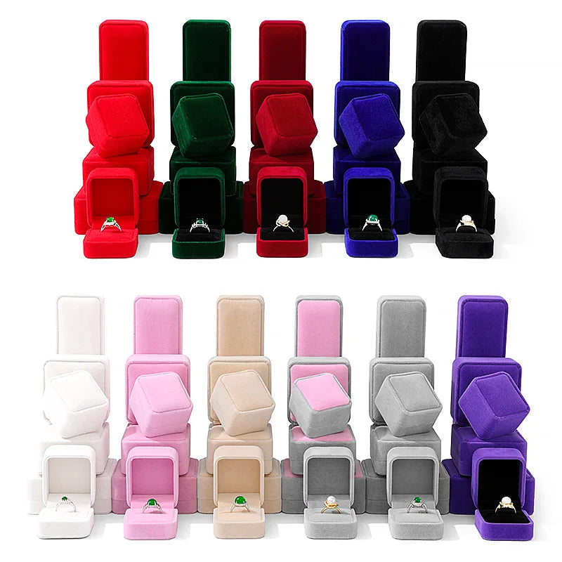 10color Velvet Necklace Pendant Jewelry Box Wedding Valentine's Day Engagement Ring Box Jewelry Storage Display Case Gift Boxes