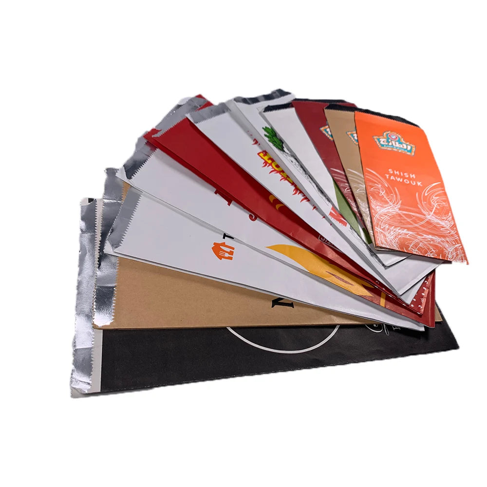 Wholesale Kraft Paper Kebab Bags Sandwich Foil Lined for Food Packaging Custom Logo