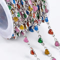 New Arrival Delicate Stainless Steel Bracelet with Shiny Chain Colorful Enamel Love Heart Charm for Jewelry Making Best Gift