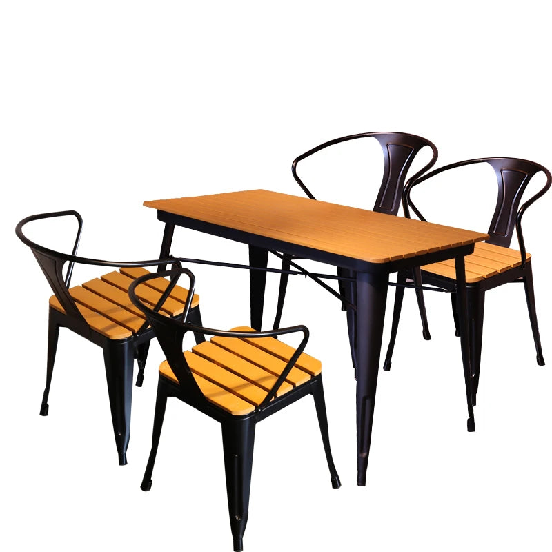 Industrial Outdoor Indoor Plywood Iron Bar Cafe Restaurant Chairs and Table