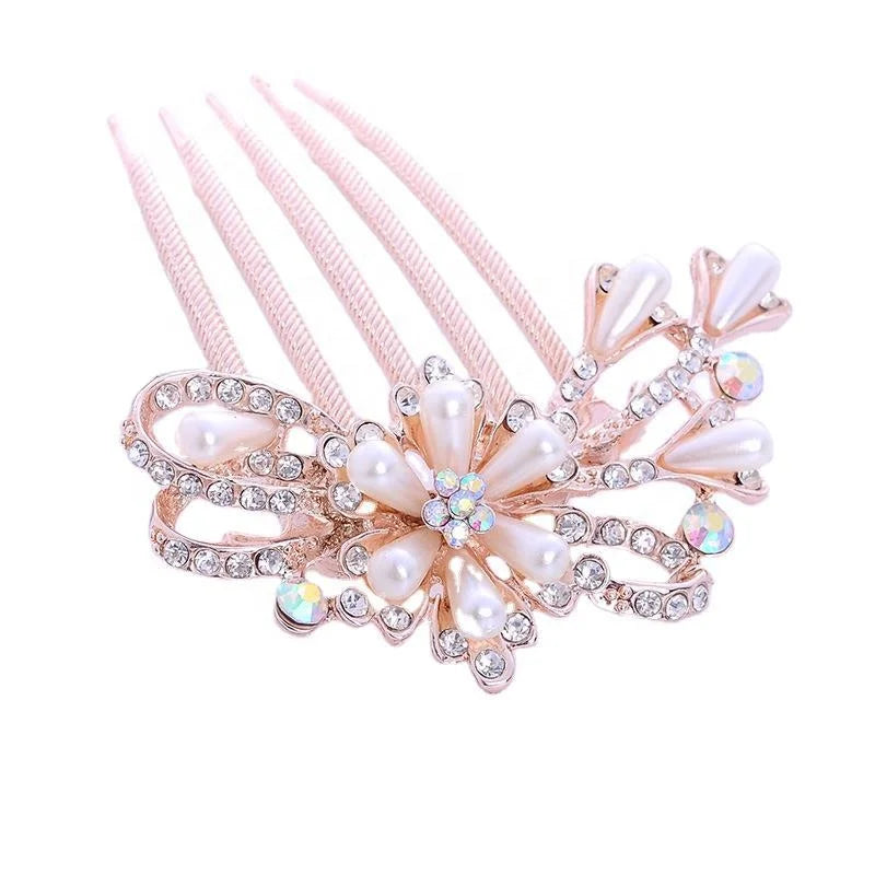 Teeth Hairgrip Bridal Pearl Rhinestone Hair Piece Pin Clip Bride Hair Accessories Wedding Hair Comb in Bun