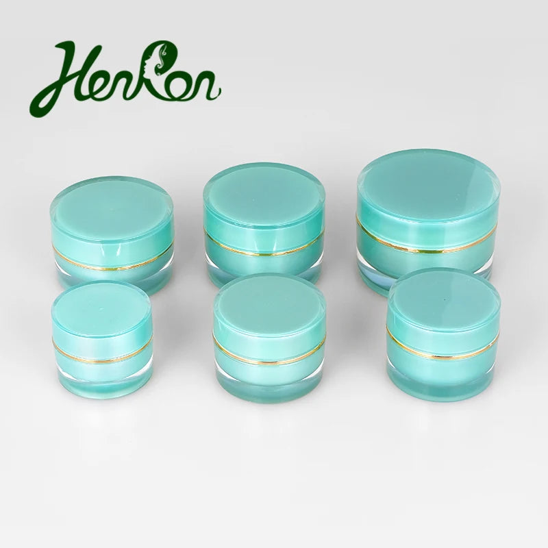 Hot Selling 10g Ready Stock Green Acrylic Skin Care Lotion Jar Small Container Cosmetic Packaging