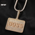 5A Zircon Rectangle Full CZ Micro Setting Custom Text Iced Pendant Necklace Hip Hop Chains Personalized Name Fashion Accessory