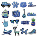 New  Iron on Blue Style Embroidery  Paw Camera Backpacking Sunglass Whale Patch for Clothing Bag Decoration