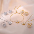 DAIHE Korean Style Minimalist and Fashionable Sunflower Necklace Set Rotatable Sunflower Bracelet Ring Set