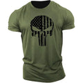 Fitspi Men's Skull- 3d Printing T-shirt Casual Sports T Shirt Short Sleeve Summer New Quick Dry Guy Green Top Shirt