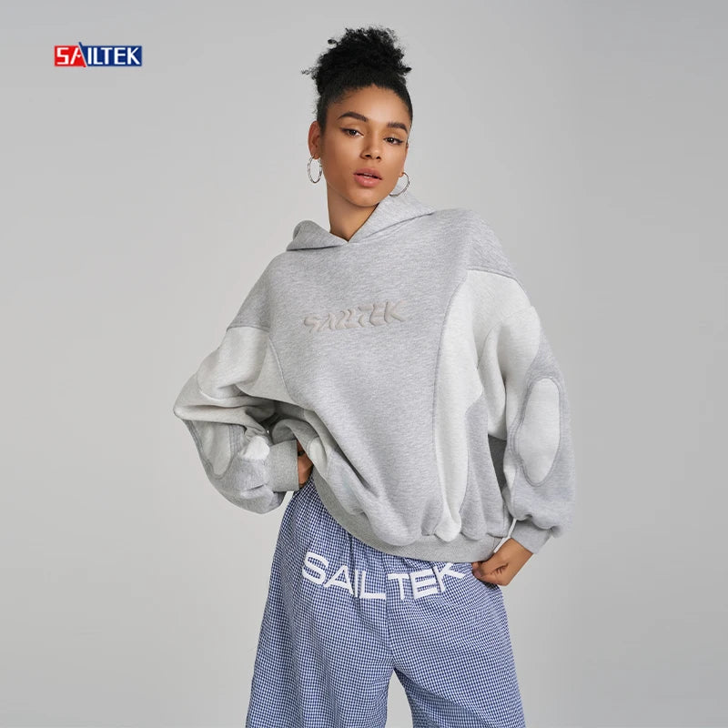 Luxury Hoodie Manufacturers Custom Long Sleeve Color Block Pullover Hoodies Women Wholesale Oversized Women's Hoodie