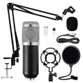 BM800 Professional Condenser Microphone Podcast Live Broadcast Equipment USB MIC Microfone Set Studio Mic with Arm Stand Music R