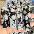 Wholesale Natural Crystal Stone Wand Healing Snowflake Obsidian Point Tower