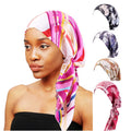 Colorful Floral Print Pattern Satin Turbans Head Wrap Women Headscarf Pre-tied Tie Turban
