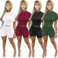 Solid Color 2 Piece Set Women Shorts and Top Summer Outfits Loungewear Women Casual Matching Sets Running Clothes Sport Gym Suit