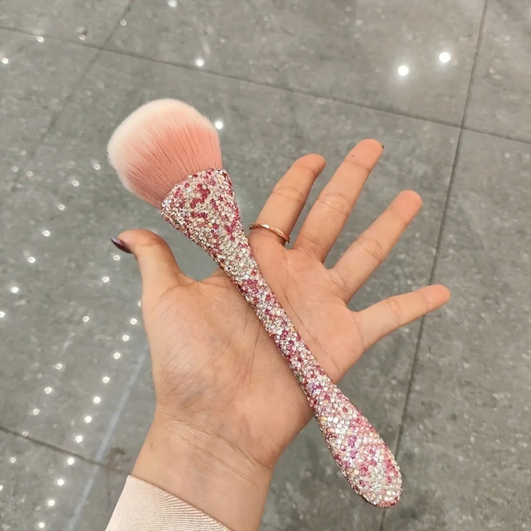 Hot Sale Manicure Cosmetic Tools Long Plastic Handle Diamond Nail Dust Cleaning Brush For Nail Salon