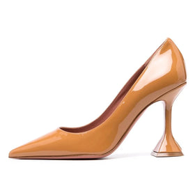 Large Size Pointed Toe High Heels Women's Brown Party Pumps for Ladies