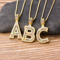 QIKU Bohemia Colorful Crystal 26 A-Z Initial Letter Necklace Women Accessories Pendant Copper Zircon Jewelry Gift Dropshipping