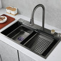 Factory Direct SUS304 Stainless Steel Black Kitchen Sink Double Bowl Wash Basin with Drain Brushed Nickel Finish