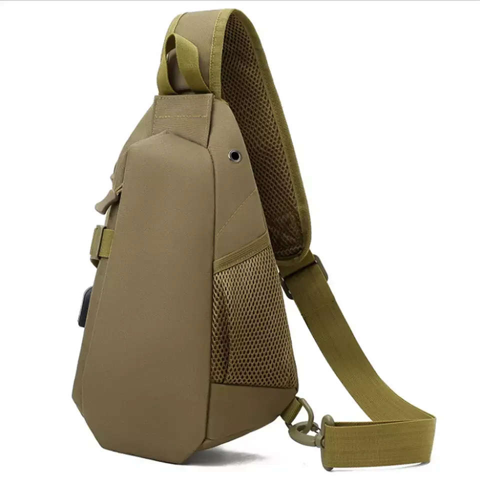 Outdoor Tactical Hunting Bag 600D Nylon USB Charging Chest Pack for Cycling/Camping Waterproof Shoulder Bag with Holster