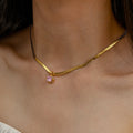 2022 New Arrivals Gold Plated Zircon Pendant Necklace Vintage Snake Bone Chain Stainless Steel Crystal Choker Necklace