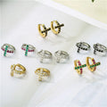 EC1939 Popular Mini Chic Dainty Huggie Hoops Earrings 18k Gold Silver Plated Micro Pave Cross Evil Eyes Minimalist Wedding Gift