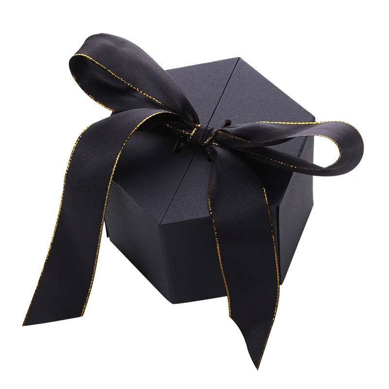 New Arrival Packaging Box Hexagonal Souvenir Birthday Wedding Valentine's Day Gift Box with Ribbon