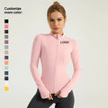 Customizable Women Soft Comfortable Breathable Zipper Jackets Outwork  Long Sleeve Jacket Tight Running Yoga Fitness Top