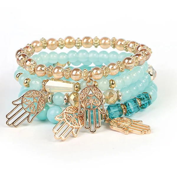 Luxury Fashion Classical Bracelet Skeleton Hand Pendant Multi Layered Bracelets Women Jewelry
