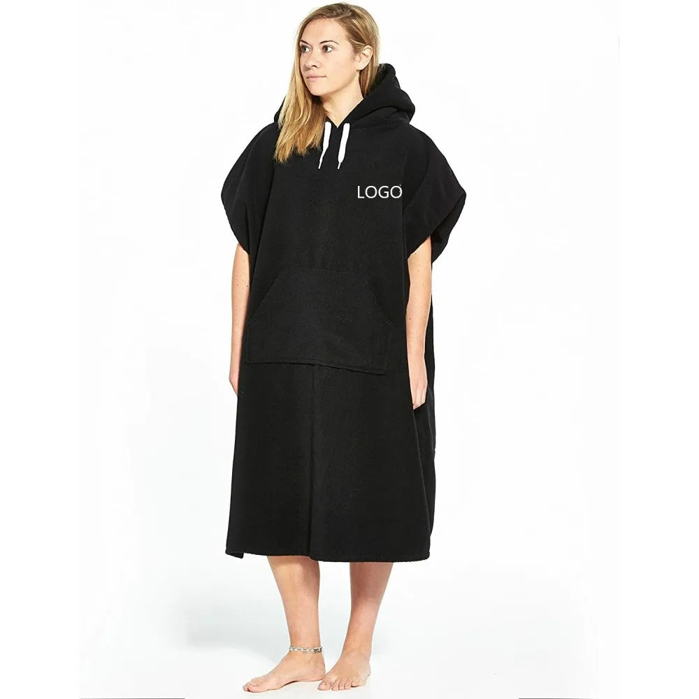 Summer Vacation 100% Cotton Surf Cotton Quick Dry Sand Cotton Poncho Hooded Bath Beach Towel With Drawstring