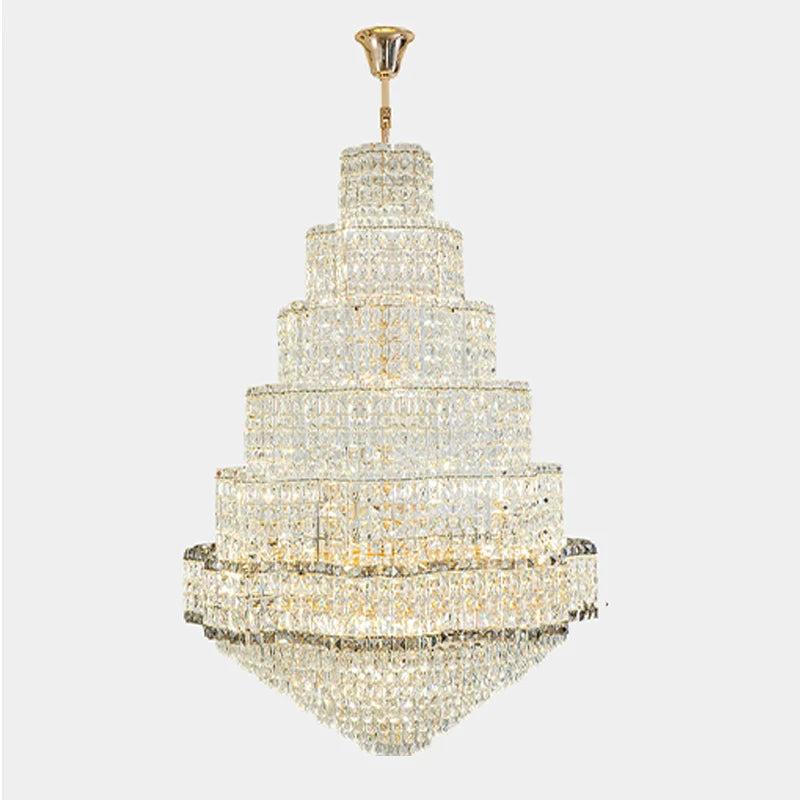 Crystal Gold LED Chandelier for Living Room Bedroom Bar Hotel Chandelier Lighting Exquisite High Ceiling Light for Home