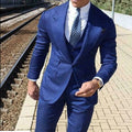 2025 Winter New Handsome Blue Men Suits Groom Wedding Tuxedo Pant Suit for One Button Men's Formal Wear blazer Sets