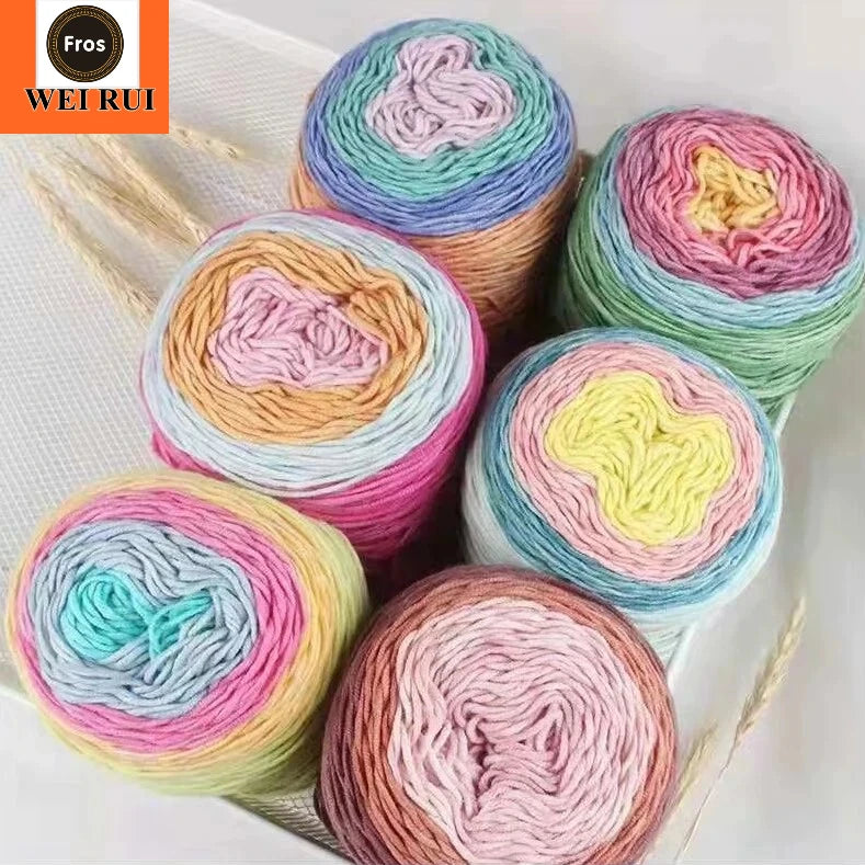 Best Quality 45%Cotton 55% Acrylic Blend Ball Cake Yarn Crochet Rainbow Cotton Yarn for Crochet