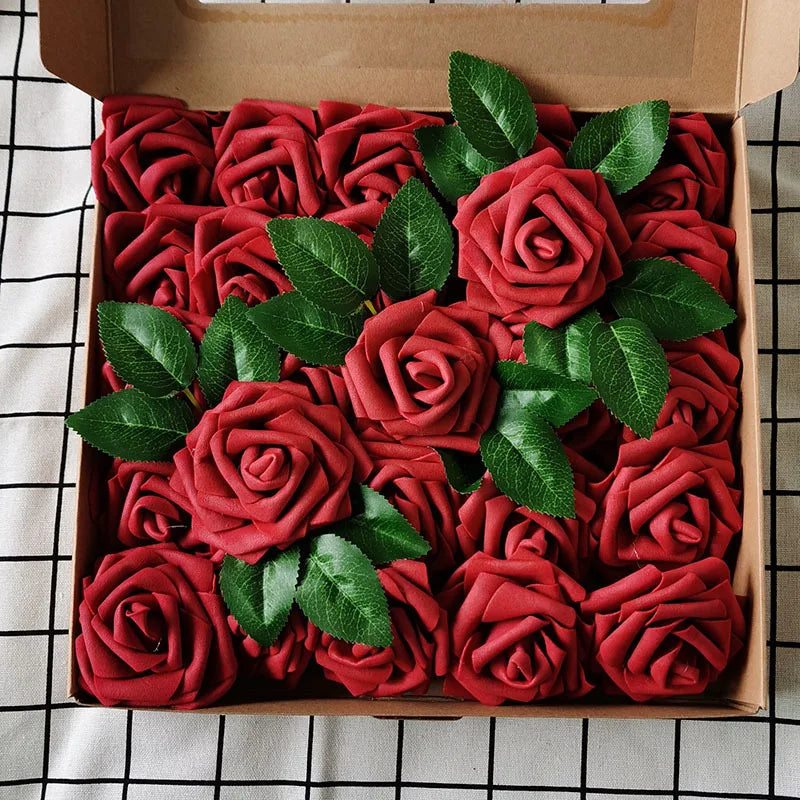 Wholesale White Red Foam Pe Roses Artificial Flowers Heads Real Touch Roses Flower DIY Artificial Flowers for Wedding Decoration
