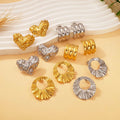 Fashion Jewelry Manufacturer Stainless Steel Wholesale 18K Gold Plated Unique Love Heart Textured Women's Stud Earrings for Gift