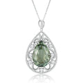 YBO 925 Sterling Silver Factory Wholesale Hollow Floral Water Drop Pendant Green Crystal Geometric Natural Gems for Wedding