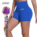 YK New Fashion High Waist Solid More 20 Colors Women Running Four Way Stretch Compression Clothing Biker Yoga Shorts
