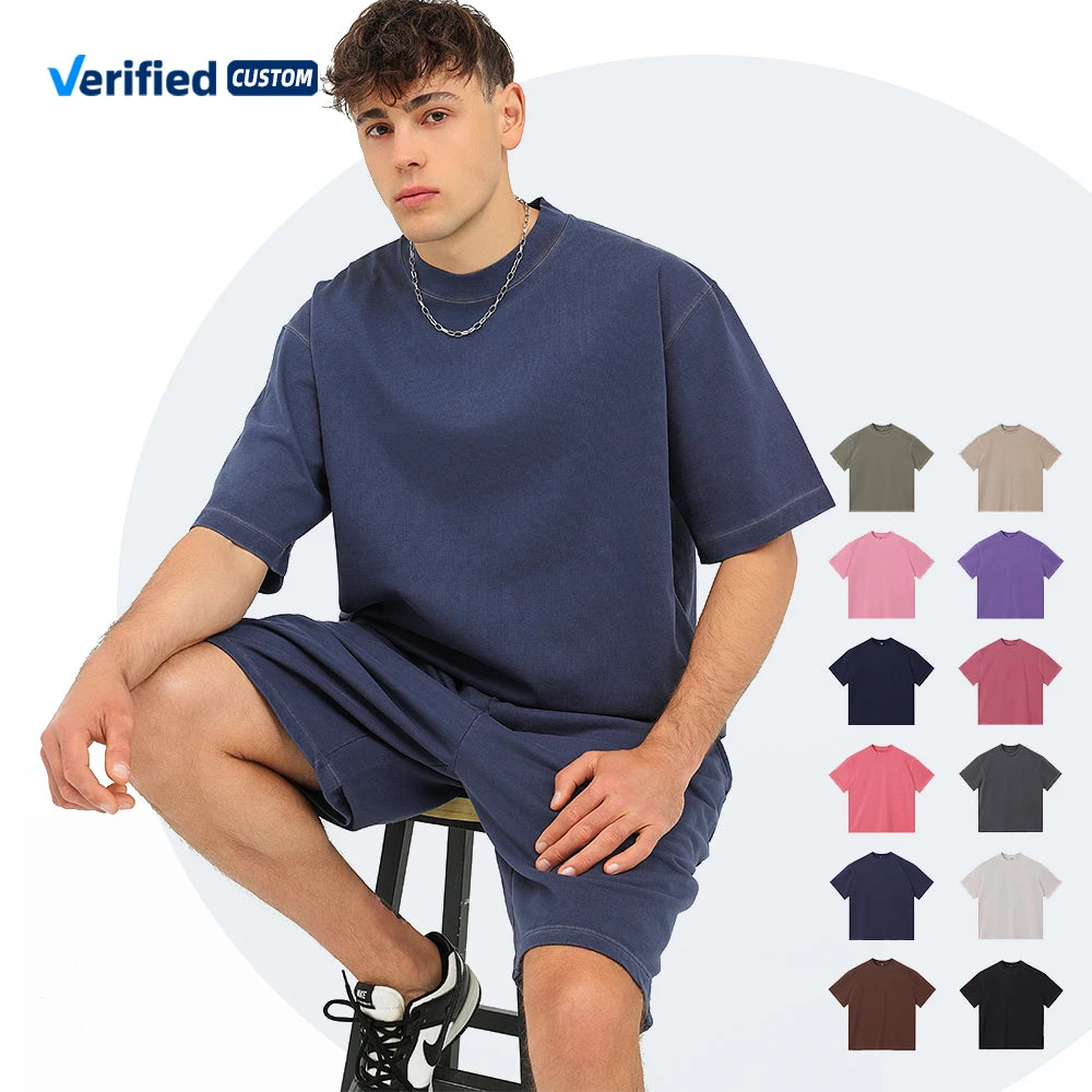 Men's Vintage Tie Dyed Plus Size Custom Logo Soft Heavyweight 100% Cotton Jersey Oversized Blank O-Neck Short Sleeve T-Shirts