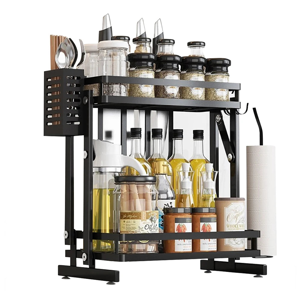 Hot Selingl Stainless Steel 201 New Design 2-layer Kitchen Storage  Organizer Kitchen Supplies  Metal Spice Rack