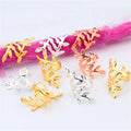 Wholesale Silver Gold Metal Leaf Hair Braids Rings for Decoration Dreadlocks Hair Braid Cuff Hair Rings for Synthetic Braid