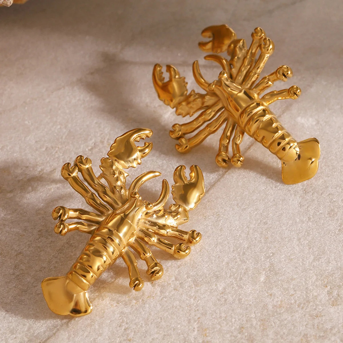 Jewelry 18k PVD Plating Stainless Steel Big Claw Lobster Earrings with Left and Right Sides