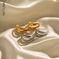Fashion Ins Hot Selling Double Layer Twist Stud C-Shaped Stainless Steel Stud Earrings Gold Texture Irregular