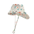 Outdoor 1-6 Years Baby Sun Hat Cartoon Dino Flamingo Printed Wind Proof Neck Protection Toddler Kids Bucket Cap for Boys Girls