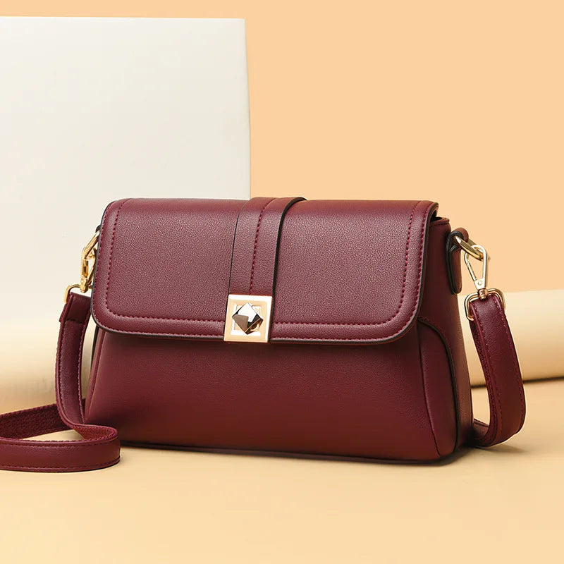 Women Hand Bags Designer Pu Leather Shoulder Messenger Crossbody Bag Pure Color Flap Women Handbag