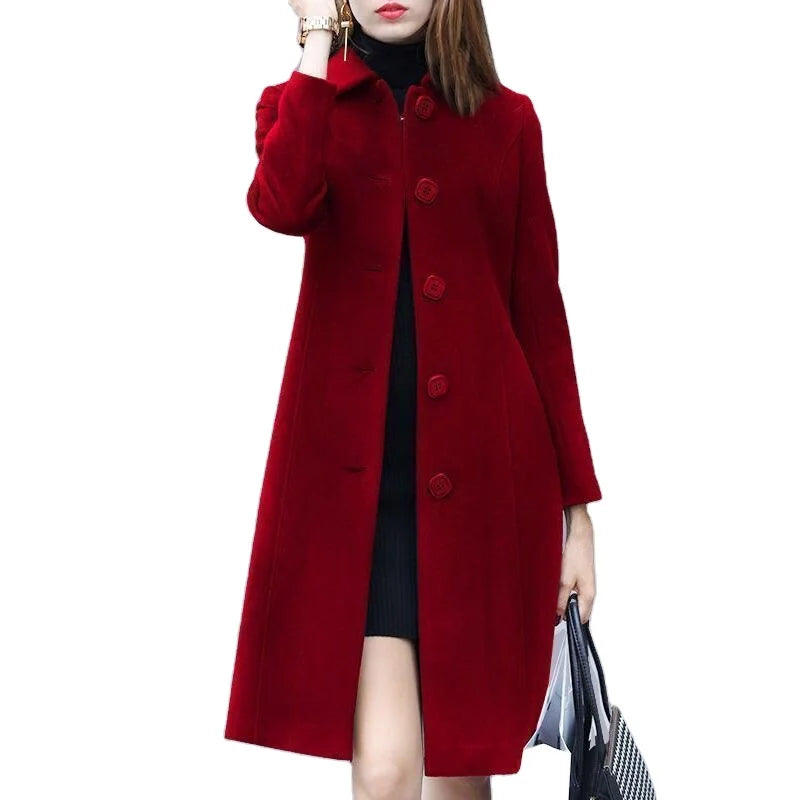Women's Woolen Coat Mid-length British Style 2023 Spring New Slim Woolen Coat Women's Slimming Woolen Jacket