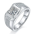 Classic Design Men Wedding Jewelry 925 Sterling Silver Gemstone 1ct Level D Vvs Round Cut Moissanite Engagement Rings Men